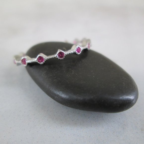 Dainty 925 Sterling RUBY Eternity Ring>925 RUBY Ring,Sterling Ruby Ring,925 ring - Picture 4 of 6